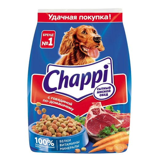 Корм для собак Chappi 600г Сытный мясной обед. Говядина по-домашнему Mars Россия Mars