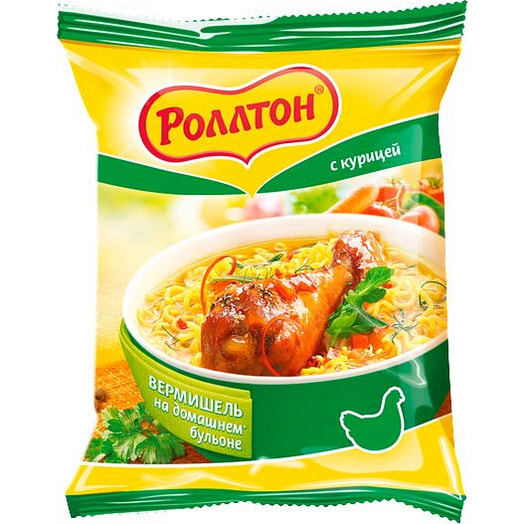 Вермишель Роллтон 60г с курицей на домашнем бульоне Mareven Food Central Россия