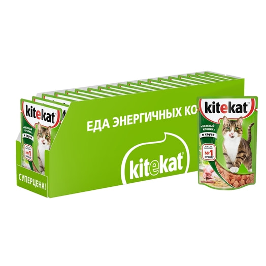 Корм Kitekat для взр кошек со вкусом кролика в соусе 85г пауч Марс Россия Kitekat