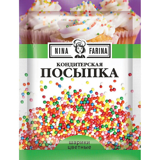 Посыпка кондитерская Nina Farina Шарики цветные 15г Россия