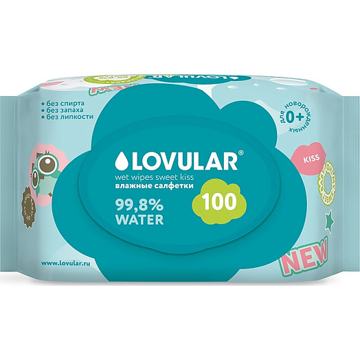 Влажные салфетки Lovular Sweet Kiss 100шт Великобритания