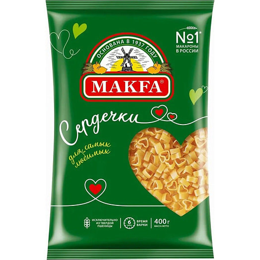 Мак изделия Макфа Макфики Сердечки гр А в/с 400г АО Макфа Россия Макфа