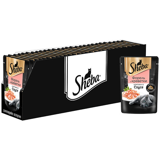 Корм полнорационный SHEBA 75г пауч с форелью и креветками Марс Россия SHEBA