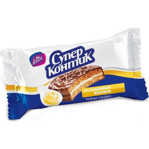 Печенье-сэндвич Супер-Контик 100г со сгущенным молоком Россия