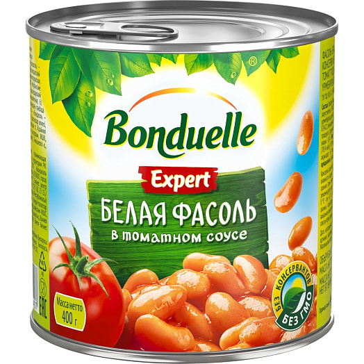 Фасоль белая 400г ж/б в томатном соусе Бондюэль-Кубань Россия Бондюэль