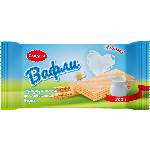 Вафли Традиционные со сливочным вкусом 300г Слодыч Беларусь Слодыч