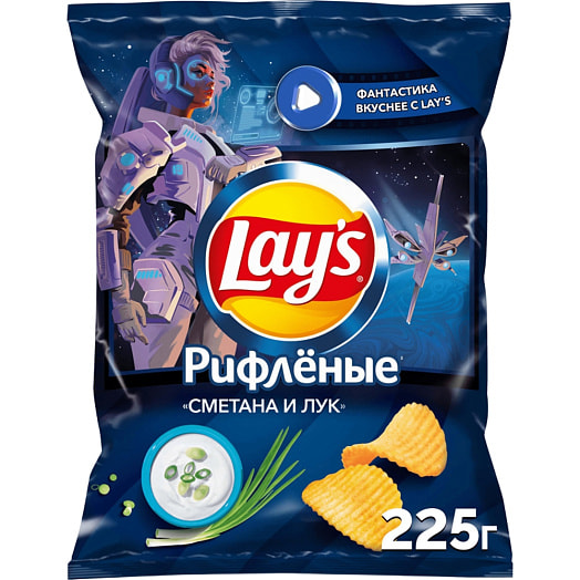 Чипсы Lays со вкусом Сметаны и Лука 225г Россия