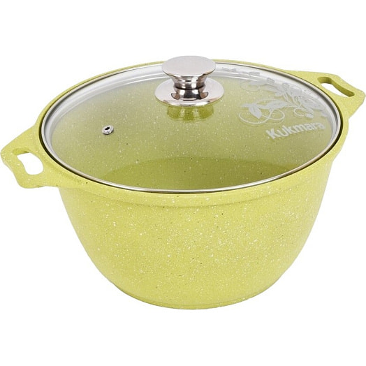 Кастрюля литая а/приг Trendy style lime KUKMARA стекл/кр 4л Россия