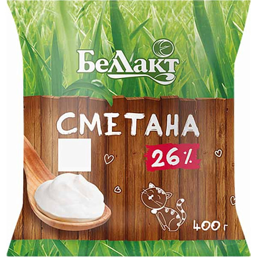 Сметана 26% 400г пл. ОАО Беллакт Волковыс Беларусь Беллакт