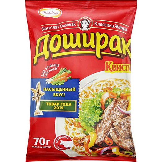 Лапша б/приг. Доширак Квисти 70г пакет со вкусом говядины Россия