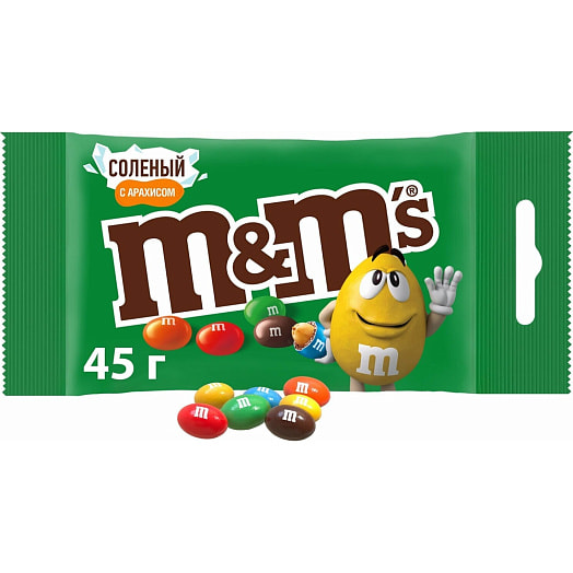 Драже M&Ms с арахисом,солью и молочным шоколадом 45г Марс Россия MMs