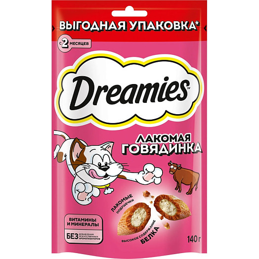 Лакомство Dreamies Говядина для взр кошек 140г ООО Марс Россия Dreamies