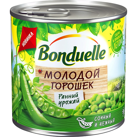 Горошек зеленый Bonduelle 400г ж/б Молодой Венгрия
