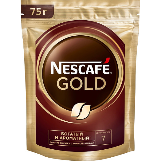 Кофе Nescafe Gold 75г пакет растворимый сублимированный ООО «Нестле Кубань» Россия