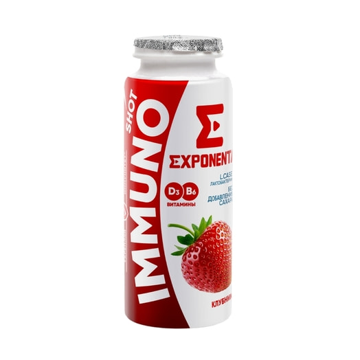 Продукт к/м EXPONENTA Иммуно Шот Клубника обог L.Сasei, В6 и D4 100г Горецкий ПК Беларусь EXPONENTA