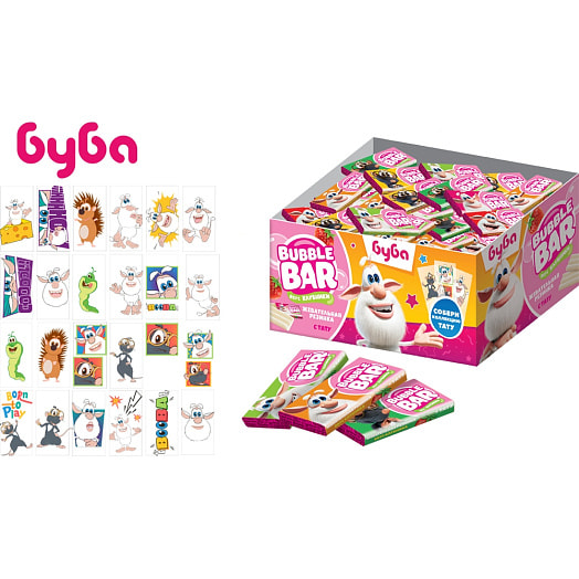 Жевательная резинка Bubble Bar Буба (с тату) 2.5г вкус клубники Россия