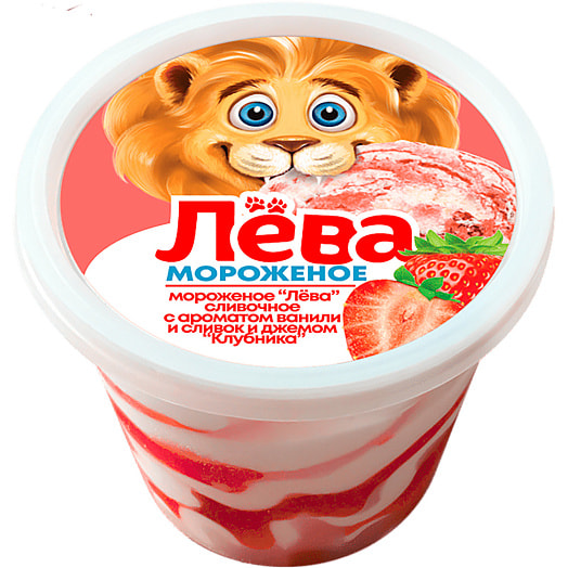 Мороженое Лева Клубника сливочное с аром ванили 250г Могилевская фабрика Беларусь