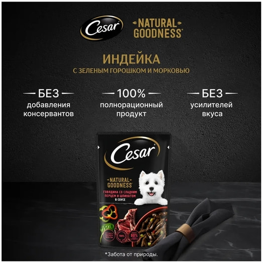 Корм Cesar Говядина со сл перцем и шпинатом для взр собак 80г ООО Марс Россия Cesar