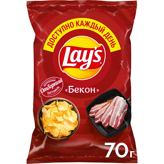 Чипсы Lays 70г со вкусом бекона ООО ПепсиКо Холдингс Россия Lays