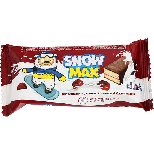 Бисквитное пирожное Snow Max 40г с вишневой начинкой глазированное Беларусь