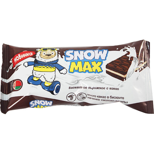 Бисквитное пирожное Snow Max 30г с какао декорированое Беларусь