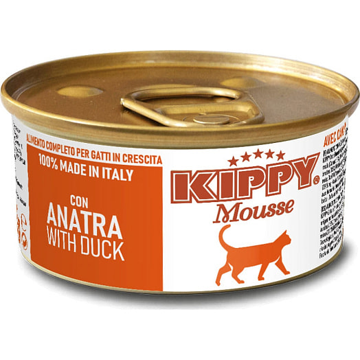 Mусс беззерновой Kippy Mousse Cat для кошек всех пород с уткой V.B.B. Srl,Via dei Carrettieri, 4, 06081 Santa Maria Degli Angeli PG, Italy Италия KIPPY