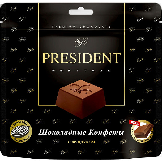 Шоколадные конфеты PRESIDENT HERITAGE с фундуком 110г Россия