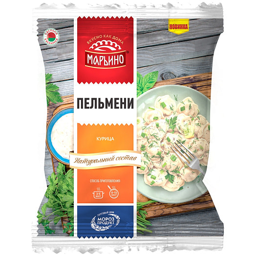 Пельмени Марьино 800г с курицей Морозпродукт Беларусь Марьино