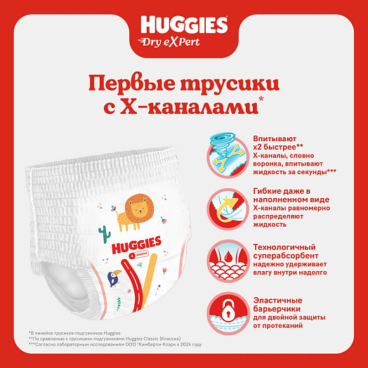 Детские трусики-подгузники Huggies Dry Expert Mega 6 (15-25кг) 36шт Россия Huggies