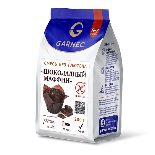Смесь для выпечки Гарнец Шоколадный маффин без глютена 200г ООО Гарнец Россия