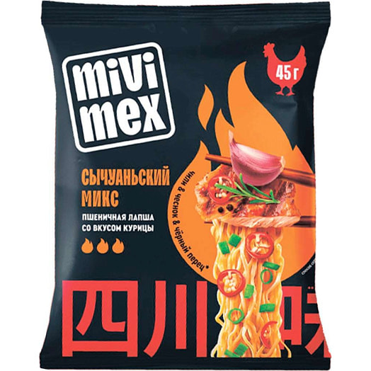 Лапша б/приг Мивимекс Сычуаньский микс со вкусом курицы 45г ООО ТПК Биофуд Россия MIVIMEX
