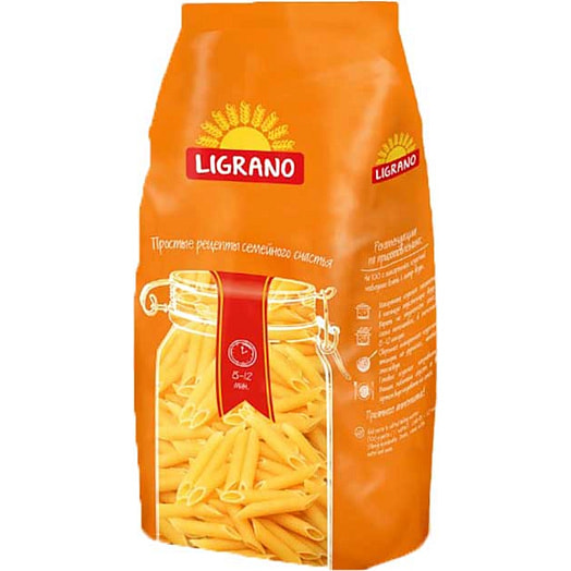 Макаронные изделия Ligrano гр.Б,сорт крупка 900г перья рифленые Беларусь
