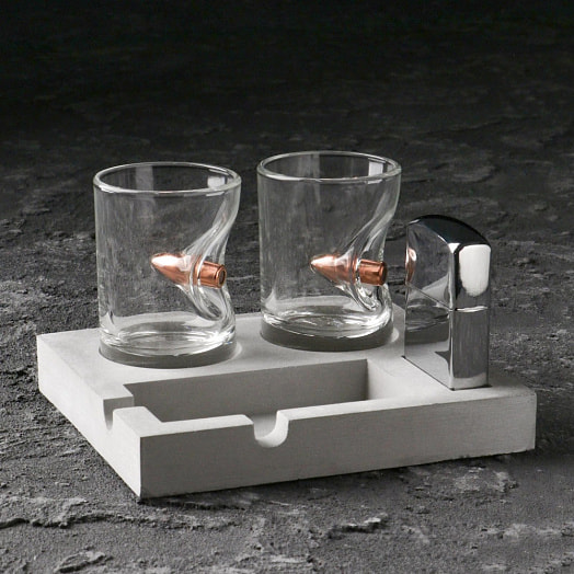 Набор Непробиваемый (2 стопки с пулей, зажигалка, подставка) арт.6384647 Россия Дарим Красиво