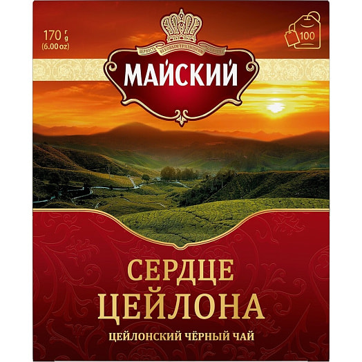 Чай Майский черный Сердце Цейлона 170г цейлонский в пакетиках Компания Май Россия Компания Май