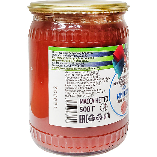 Продукт томатный Соус Минский 500г ст/б нестерилиз ОДО ЭколайнГрупп Россия