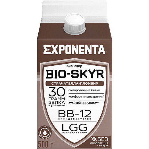 Напиток к/м Exponenta Био-Скир 3в1 обог бифидобакт ВВ-12, LGG Страчателла-пломбир 500г СООО Белсыр Беларусь Exponenta