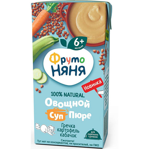 Пюре овощной крем-суп 200г т/пак гречневый с картофелем и кабачком АО Прогресс Россия Фрутоняня