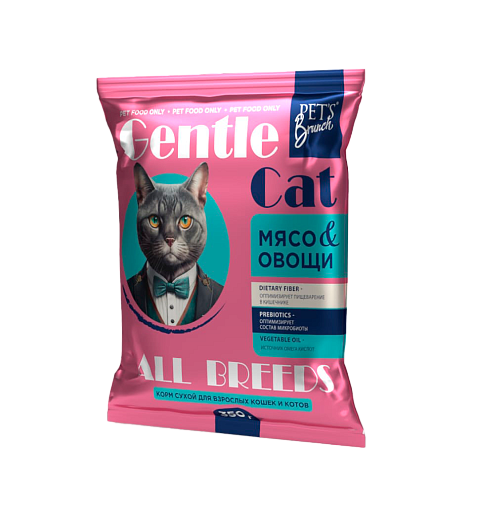 Корм сухой Gentle Cat Мясо с овощами для взрослых кошек 350г ПЭТС ФУД Беларусь Pets Brunch