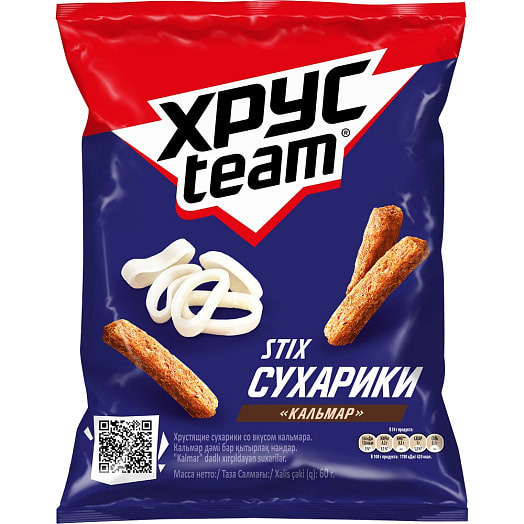 Хрустящие сухарики ХрусTeam STiX 60г Кальмар ООО ПепсиКо Холдингс Россия Хрустeam