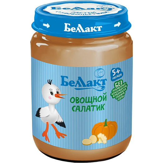 Пюре для дет/пит Овощной салатик из цветной капусты, картофеля и тыквы 185г ст/б ОАО Гамма вкуса Беларусь