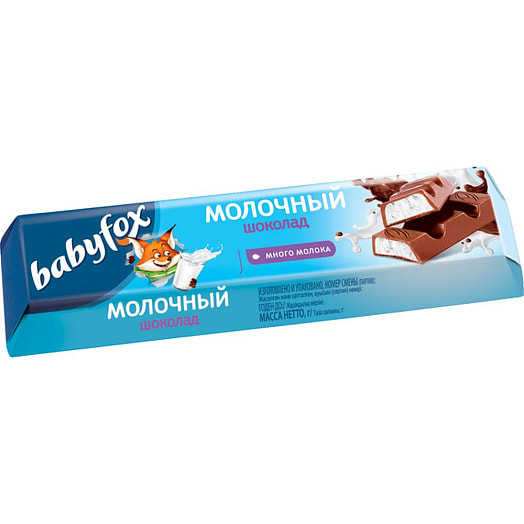 Молочный шоколад Babyfox 45г флоу-пак с молочной начинкой ЗАО КДВ Павловский Посад Россия Babyfox
