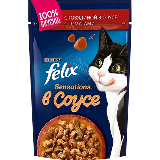 Корм Felix Sensations Sauce Surprise 75г пауч говядина томат ООО Нестле Россия Россия Purina