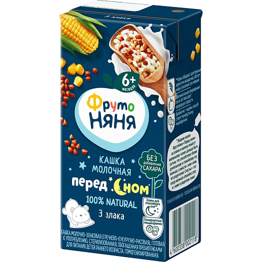 Кашка готовая для дет/пит ФрутоНяня молочная 200мл гречка,кукуруза,рис Россия