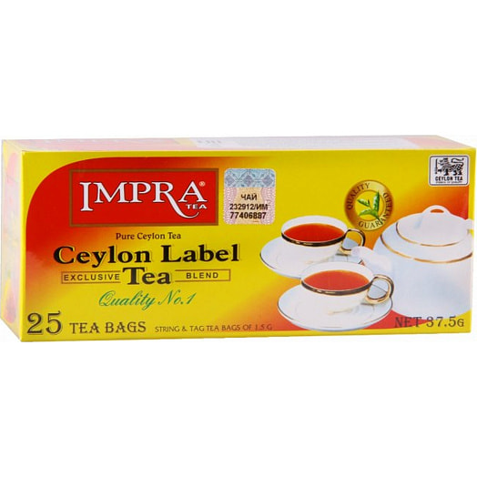 Чай Impra CEYLON LABEL TEA 1.5г*25пак. 100г черный 25пак*1.5г Imperial Tea Exports (PVT) LTD Шри-Ланка