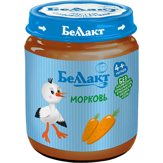 Пюре морковное Беллакт 100г ст/б с 4 месяцев Беларусь