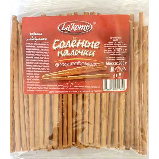 Изделия хлебобулочные La komo 200г соленые палочки Беларусь