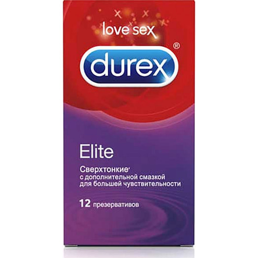 Презервативы Elite сверхтонкие с дополнительной смазкой для большей чувствительности 12шт Рекитт Бенкизер Тайланд Durex