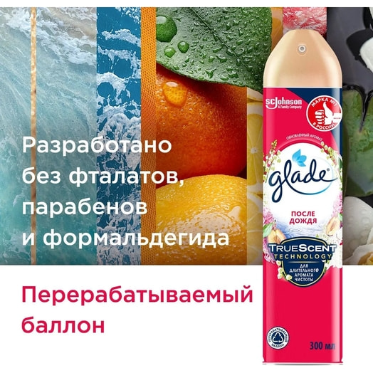 Освежители воздуха После дождя 300мл ScJohnson Россия Glade