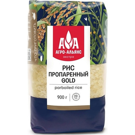 Рис элитный пропаренный Голд Агро-Альянс Экстра 900г Россия
