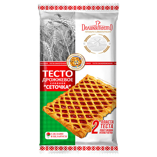 П/ф Тесто сеточка 450г флоу-пак слоеное дрожжевое ОАО МФМ Беларусь Деликатесто